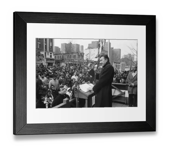 Framed Print : Adam Clayon Powell Adressing Rally in New York