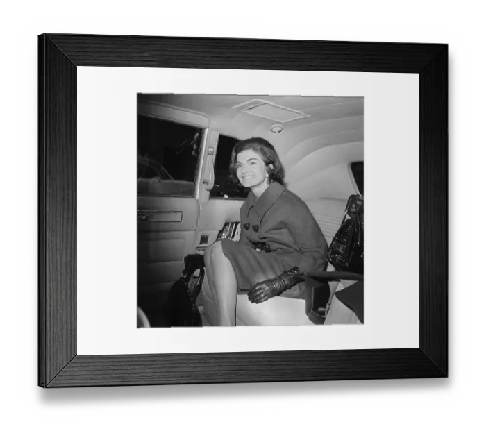 Framed Print : Portrait of Jackie Kennedy Sitting in Car Framed Print : Portrait of Jackie Kennedy Sitting in Car