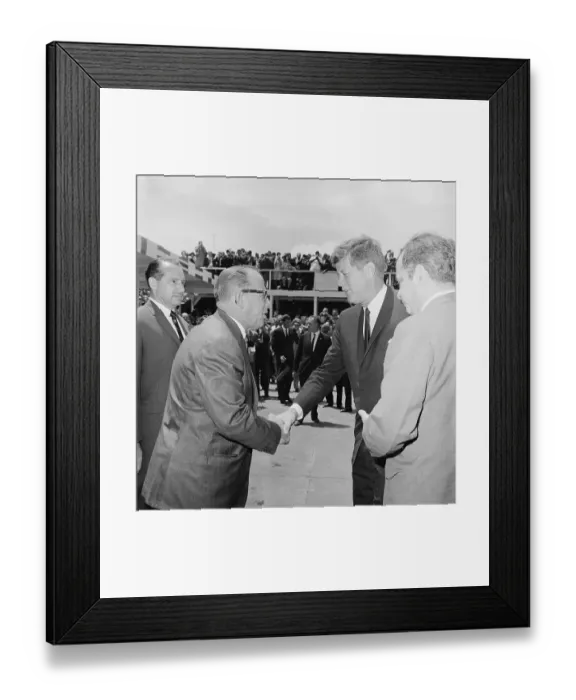 Framed Print : Francisco Orlich Greeting President Kennedy