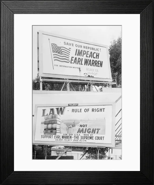 Framed Print : Political Billboards About Chief Justice Earl Warren Framed Print : Political Billboards About Chief Justice Earl Warren