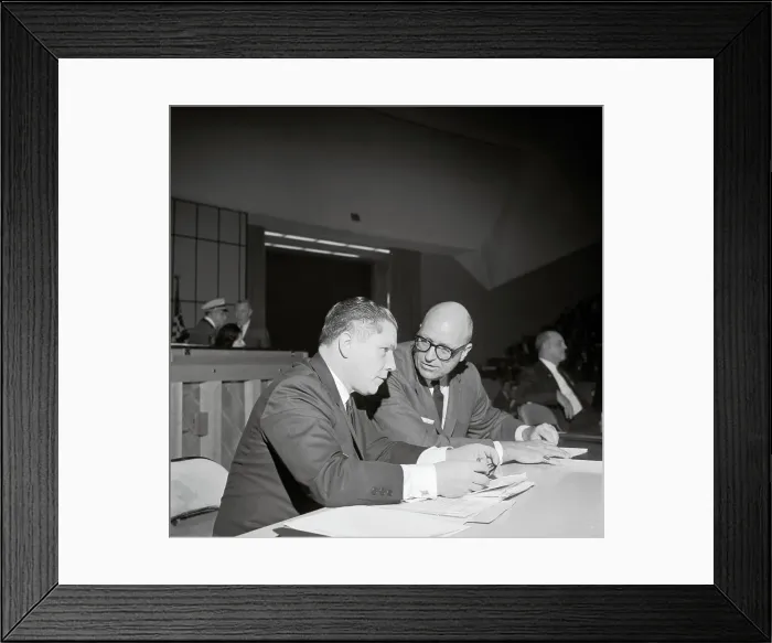 Framed Print : James Roosevelt Conferring with Jimmy Hoffa Framed Print : James Roosevelt Conferring with Jimmy Hoffa