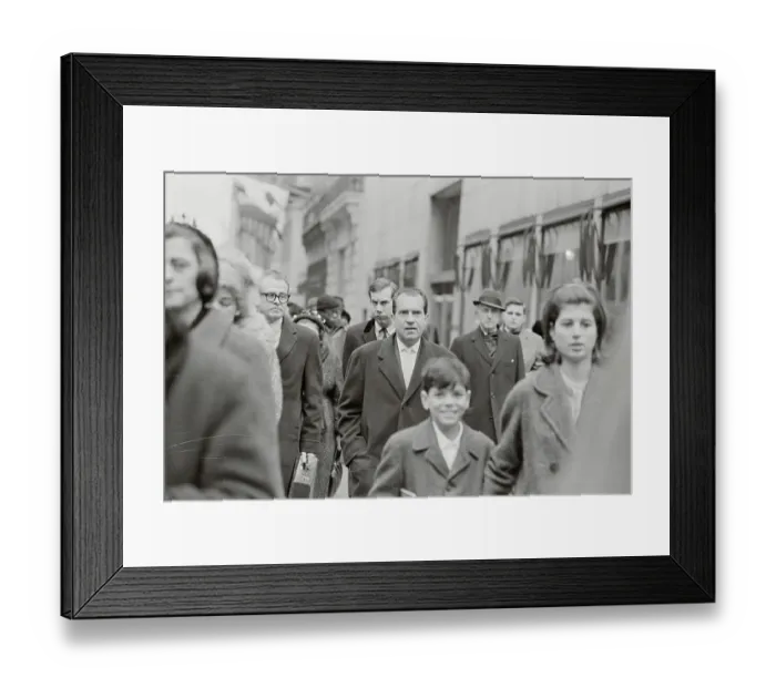 Framed Print : Richard Nixon Strolling Through Manhattan Framed Print : Richard Nixon Strolling Through Manhattan