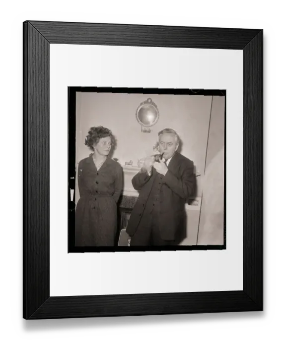 Framed Print : Harold Wilson Smoking a Pipe with Wife Framed Print : Harold Wilson Smoking a Pipe with Wife