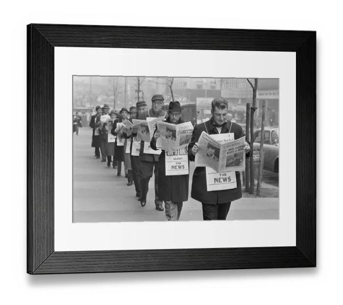 Framed Print : Striking Printers Reading Newspapers Framed Print : Striking Printers Reading Newspapers