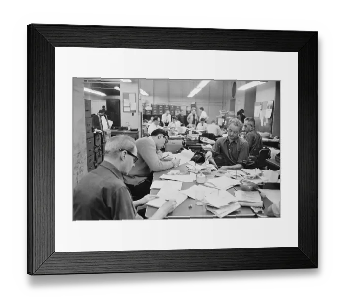 Framed Print : Reporters Working in New York Post Framed Print : Reporters Working in New York Post