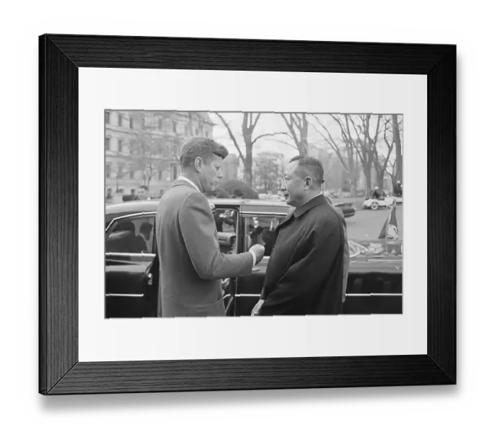 Framed Print : John Kennedy Saying Goodbye to King Savang Vatthana Framed Print : John Kennedy Saying Goodbye to King Savang Vatthana