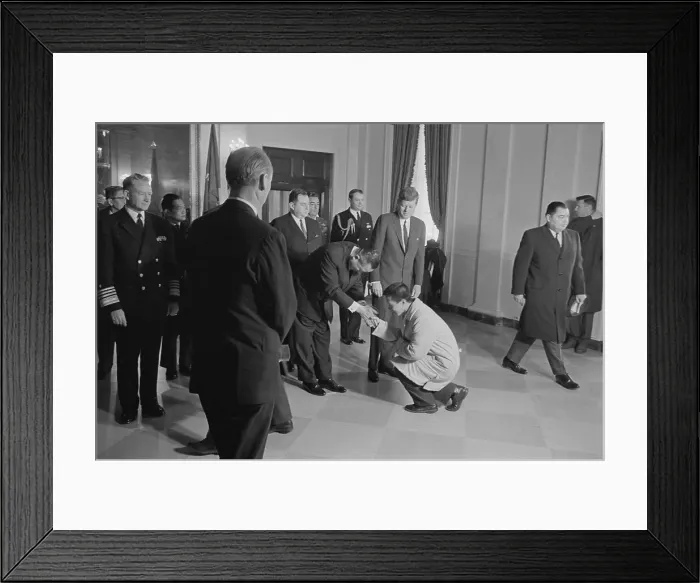 Framed Print : John Kennedy with Loatian King Savang Vatthana Framed Print : John Kennedy with Loatian King Savang Vatthana