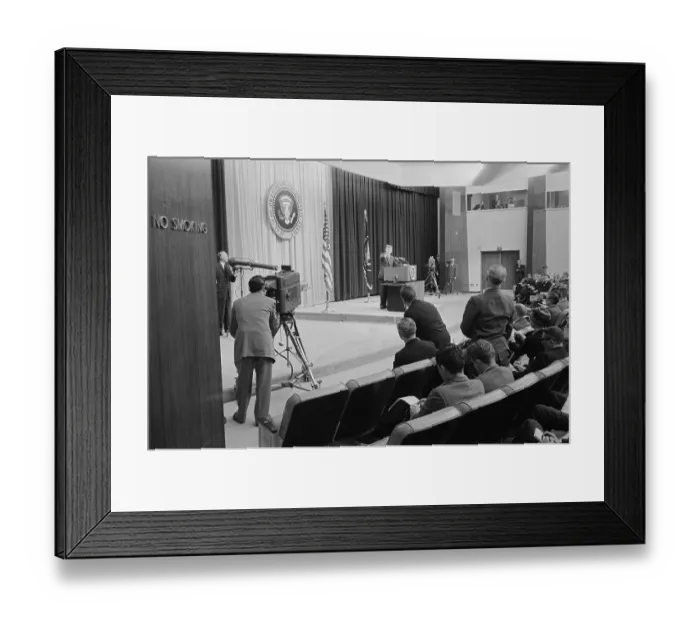 Framed Print : President John F. Kennedy at Press Conference Framed Print : President John F. Kennedy at Press Conference