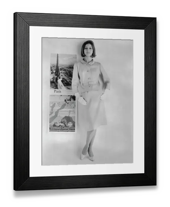 Framed Print : Model Posing in Beige Linen Suit Framed Print : Model Posing in Beige Linen Suit