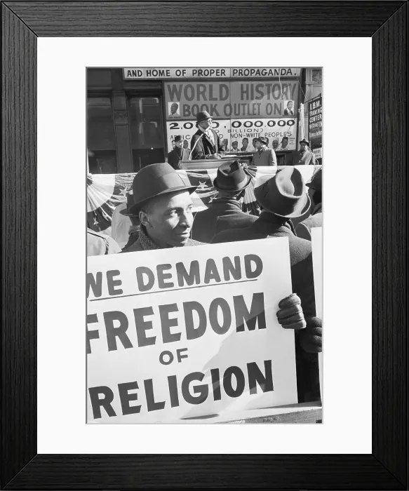 Framed Print : Placard Carrying Supporter of Malcolm X Framed Print : Placard Carrying Supporter of Malcolm X