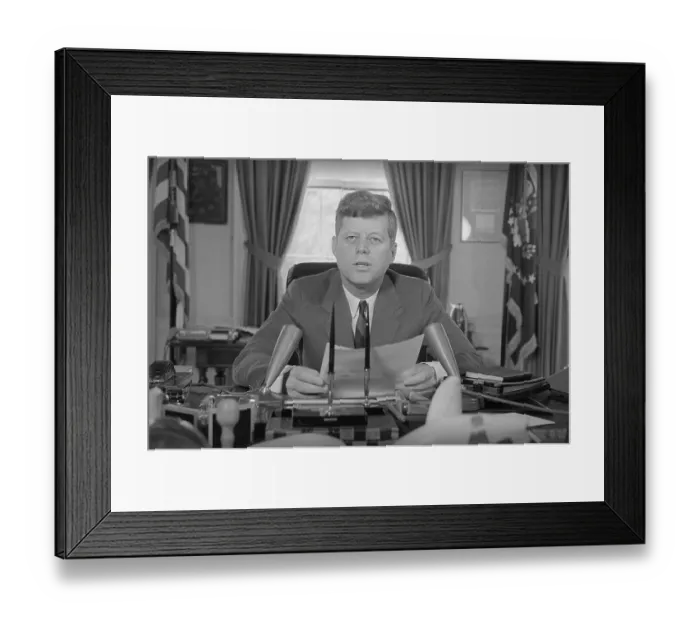 Framed Print : President John F. Kennedy Broadcasting February 8, 1963 Framed Print : President John F. Kennedy Broadcasting February 8, 1963