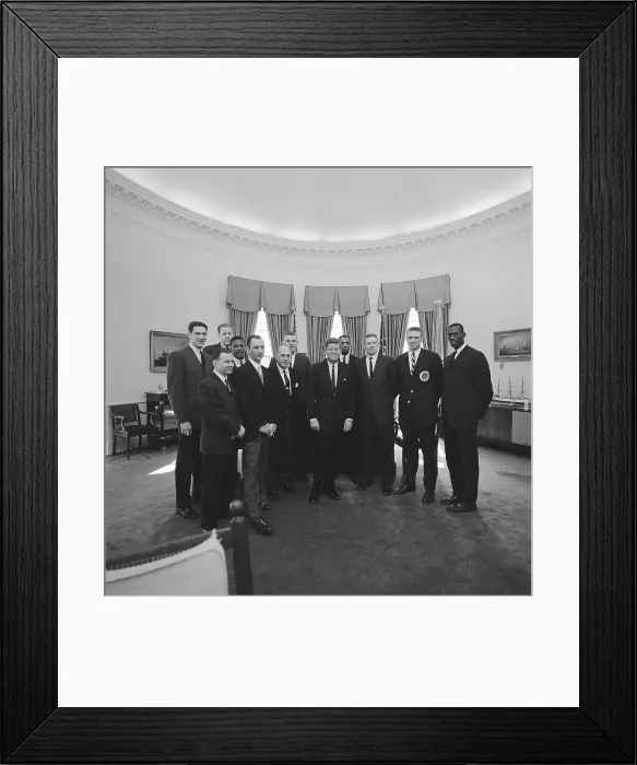 Framed Print : The Boston Celtics Posing With President Kennedy Framed Print : The Boston Celtics Posing With President Kennedy