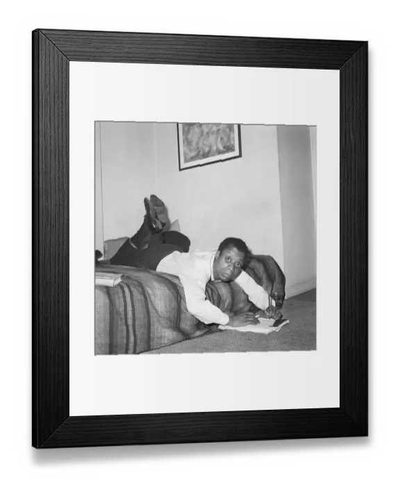 Framed Print : James Baldwin Gets Comfortable to Write Framed Print : James Baldwin Gets Comfortable to Write