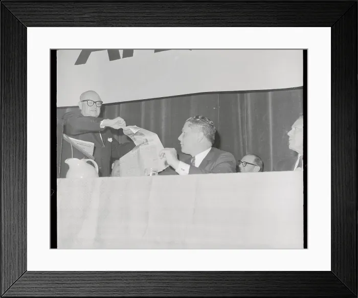 Framed Print : Jimmy Hoffa and Michael Quill Tearing up Newspaper Framed Print : Jimmy Hoffa and Michael Quill Tearing up Newspaper