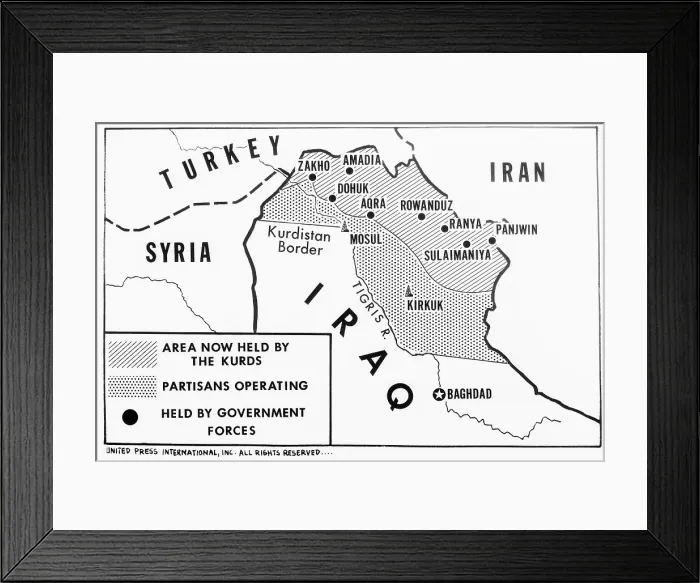 Framed Print : Map Showing Kurdish Territory in Iraq Framed Print : Map Showing Kurdish Territory in Iraq