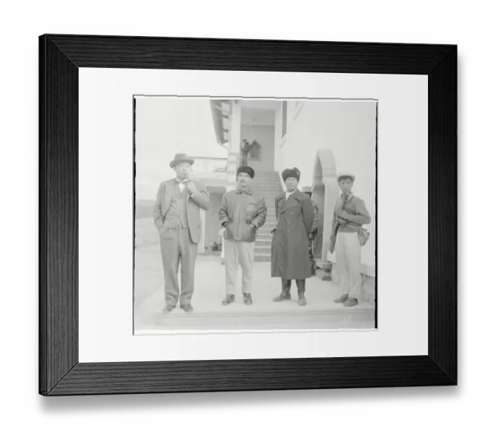 Framed Print : Prince Souvanna Phouma and Military Affiliates Posing on Villa Site Framed Print : Prince Souvanna Phouma and Military Affiliates Posing on Villa Site