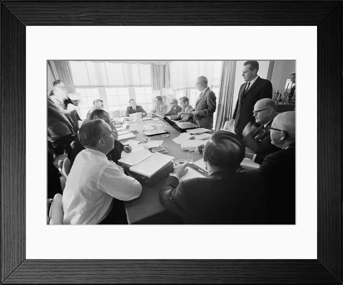 Framed Print : James Hoffa at Table at Union Meeting