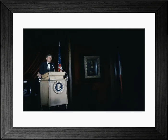 Framed Print : President Kennedy and Mona Lisa Framed Print : President Kennedy and Mona Lisa