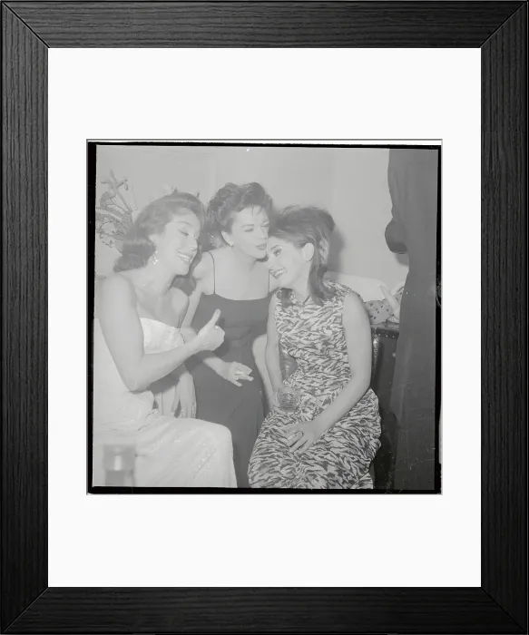 Framed Print : Lisa Kirk and Judy Garland Congratulating Georgia Brown Framed Print : Lisa Kirk and Judy Garland Congratulating Georgia Brown