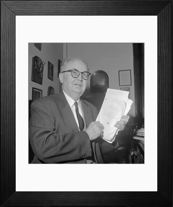 Framed Print : Wright Patman Holding Stack of Documents Framed Print : Wright Patman Holding Stack of Documents