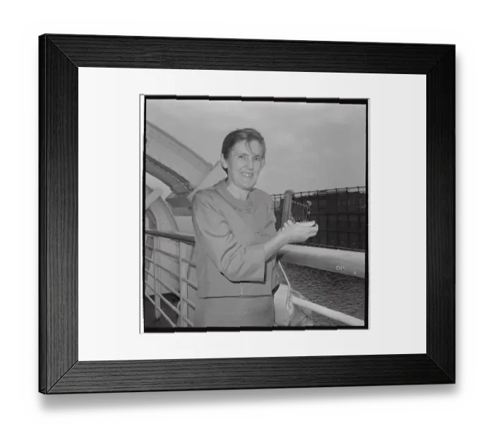 Framed Print : Frances Kelsey Standing on Ship Deck
