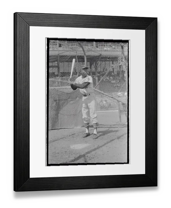 Framed Print : Hank Aaron Practicing in Batting Cage Framed Print : Hank Aaron Practicing in Batting Cage