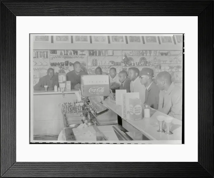 Framed Print : Men Demonstrating in Drug Store Framed Print : Men Demonstrating in Drug Store