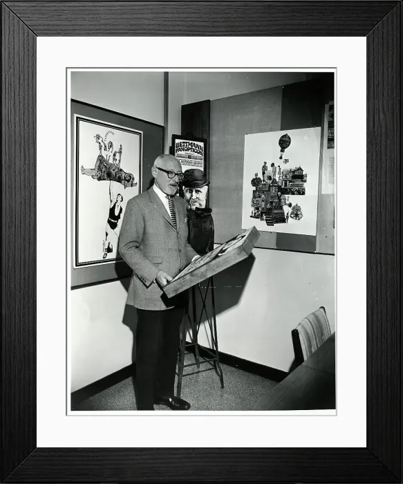 Framed Print : Otto Bettmann Standing by Panopticon Framed Print : Otto Bettmann Standing by Panopticon