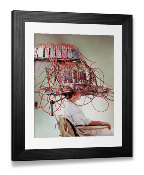 Framed Print : Patient Sitting under PET Scanner Framed Print : Patient Sitting under PET Scanner