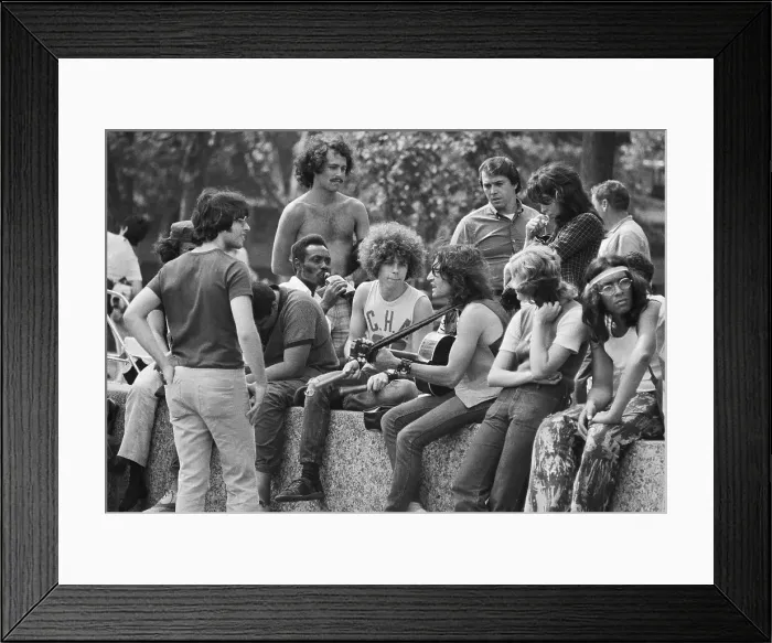Framed Print : Hippies Listening to Singer Framed Print : Hippies Listening to Singer