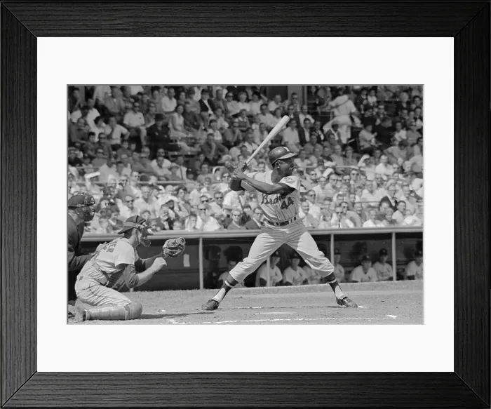 Framed Print : Baseball Player Hank Aaron at Bat During Game Framed Print : Baseball Player Hank Aaron at Bat During Game