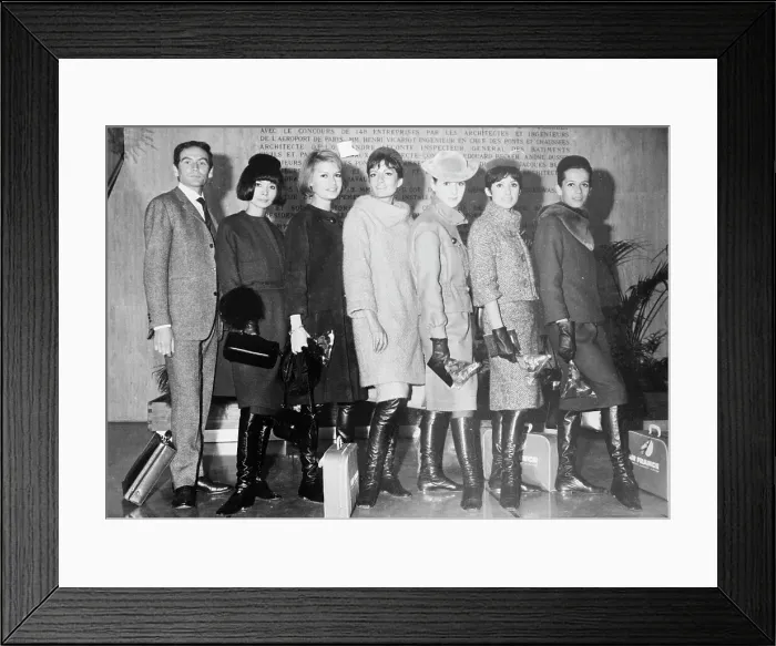 Framed Print : Pierre Cardin With Models At Airport Framed Print : Pierre Cardin With Models At Airport