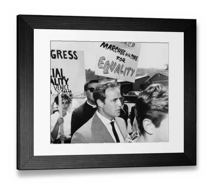 Framed Print : Marlon Brando Marches in Civil Rights Protest Framed Print : Marlon Brando Marches in Civil Rights Protest