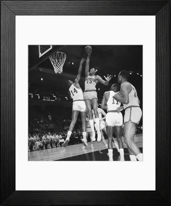 Framed Print : Wilt Chamberlain Shooting Over Defender Framed Print : Wilt Chamberlain Shooting Over Defender