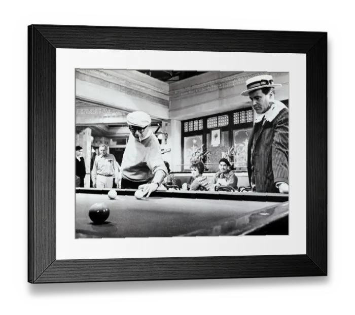 Framed Print : Billy Wilder Demonstrates Pool Shot Framed Print : Billy Wilder Demonstrates Pool Shot