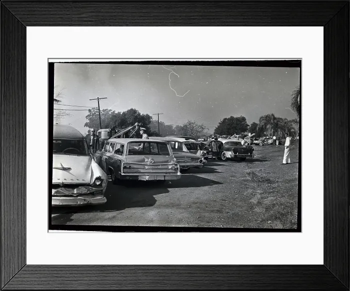 Framed Print : Accident-Damaged Cars Parked Framed Print : Accident-Damaged Cars Parked