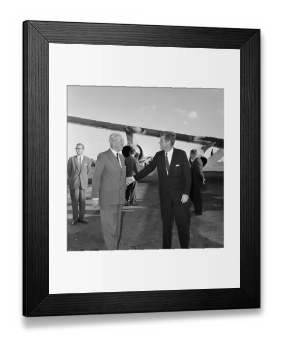 Framed Print : John F. Kennedy Saying Goodbye to Harold Macmillan at Airport Framed Print : John F. Kennedy Saying Goodbye to Harold Macmillan at Airport