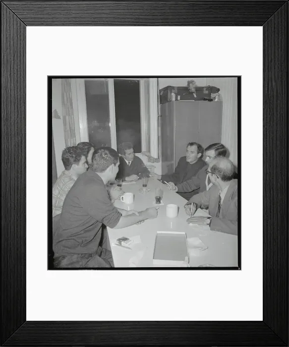 Framed Print : Priest and Guest Workers Having Informal Meeting Framed Print : Priest and Guest Workers Having Informal Meeting