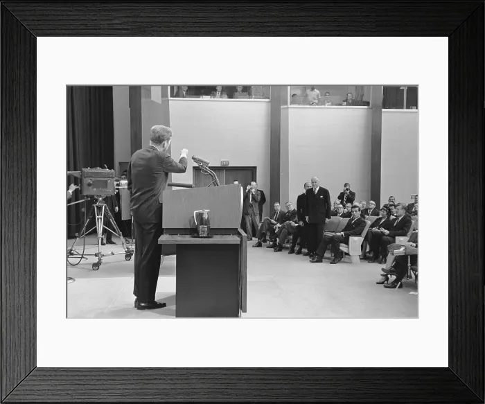 Framed Print : John Kennedy Introducing Chilean President