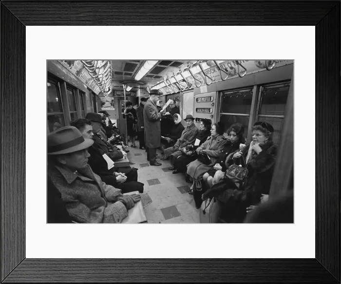 Framed Print : Passengers in New York Subway Car Framed Print : Passengers in New York Subway Car