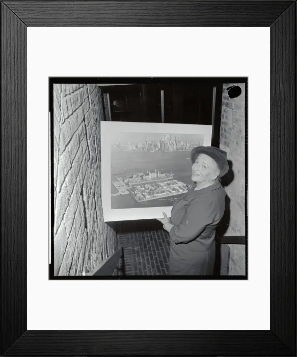 Framed Print : Pearl Buck Displaying Artist's Concept for Ellis Island Framed Print : Pearl Buck Displaying Artist's Concept for Ellis Island
