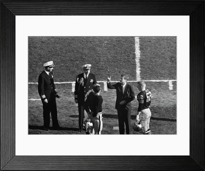 Framed Print : President Kennedy Tosses Coin - Army Vs Navy 1962 Framed Print : President Kennedy Tosses Coin - Army Vs Navy 1962
