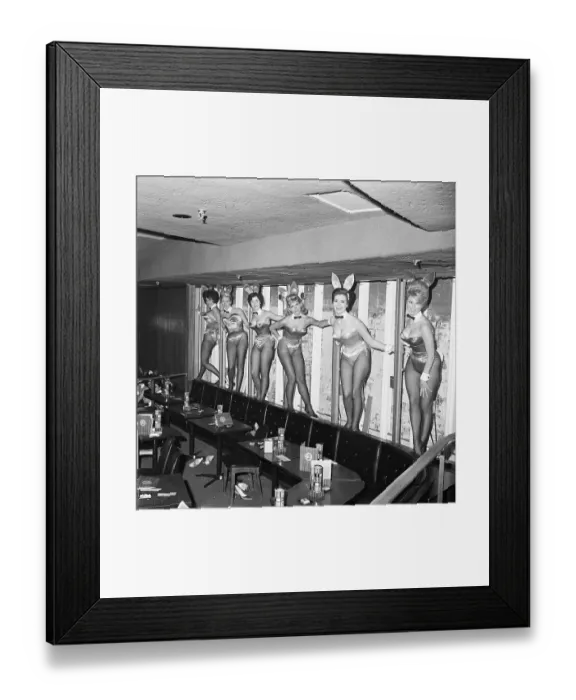 Framed Print : Playboy Bunnies Posing on Window Sill Framed Print : Playboy Bunnies Posing on Window Sill