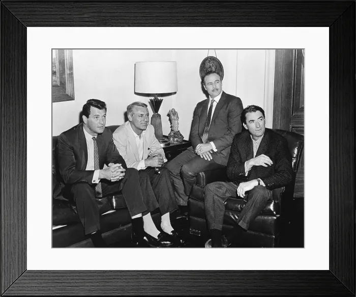 Framed Print : Rock Hudson, Cary Grant, Marlon Brando and Gregory Peck Framed Print : Rock Hudson, Cary Grant, Marlon Brando and Gregory Peck
