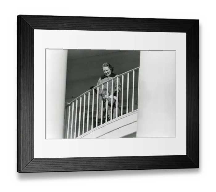 Framed Print : Young John F. Kennedy Jr. Peeping at His Father from Balcony Framed Print : Young John F. Kennedy Jr. Peeping at His Father from Balcony