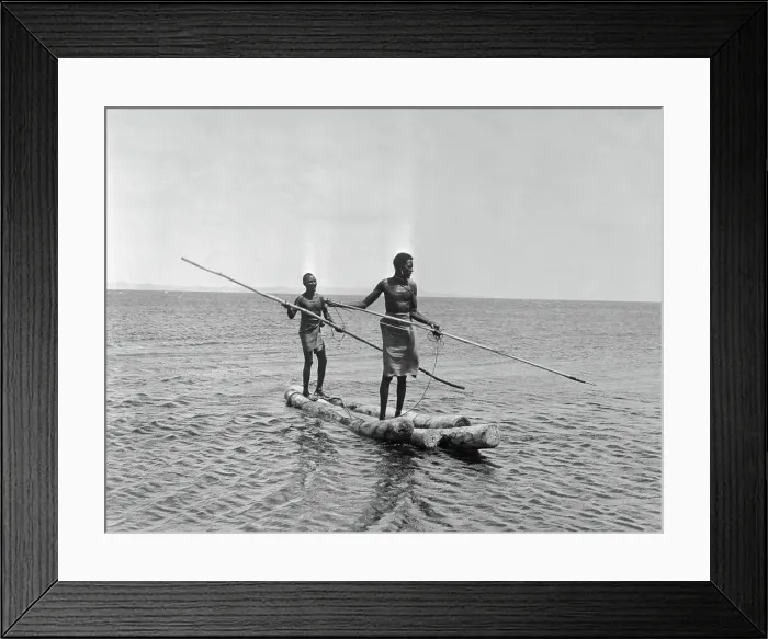 Framed Print : Native Kenyans Fishing from Small Raft Framed Print : Native Kenyans Fishing from Small Raft