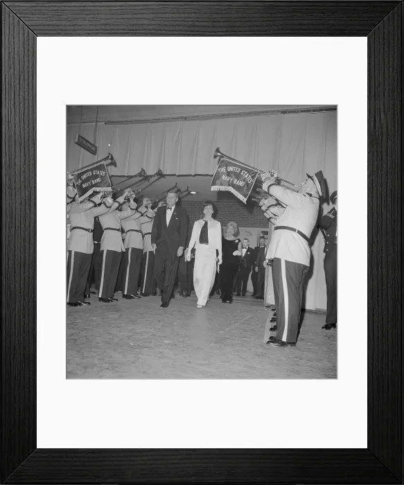 Framed Print : President and Mrs. Kennedy with Navy Trumpeters Framed Print : President and Mrs. Kennedy with Navy Trumpeters