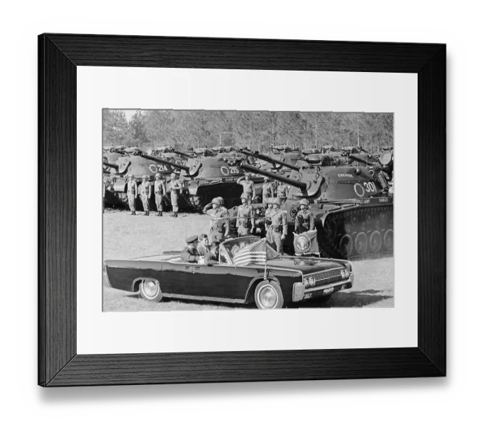 Framed Print : John Kennedy Inspecting Troops