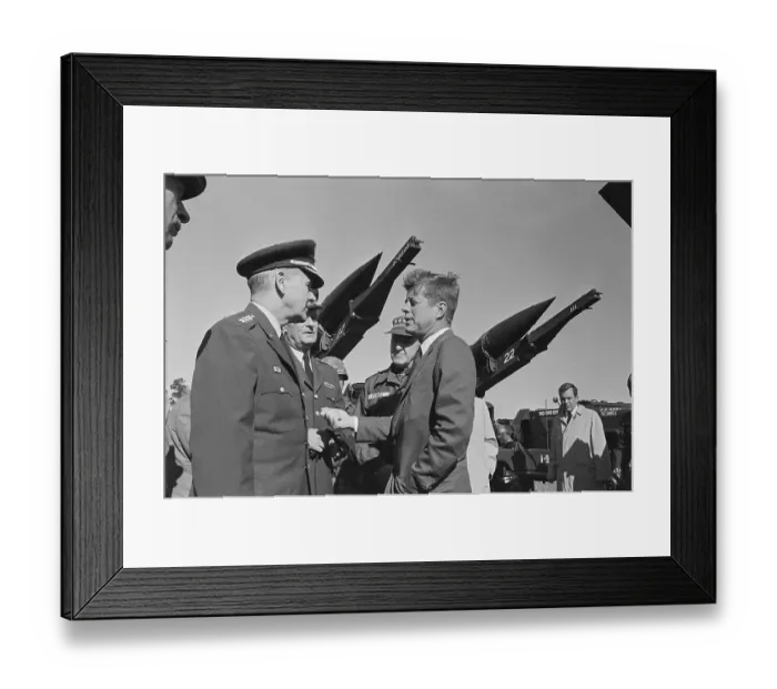 Framed Print : President Kennedy Inspecting Missiles Framed Print : President Kennedy Inspecting Missiles