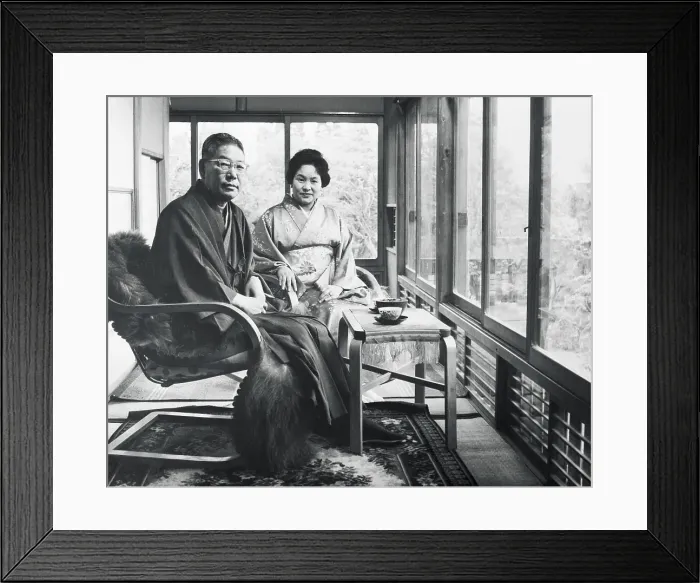 Framed Print : Japanese Prime Minister Hayato Ikeda and Wife at Home Framed Print : Japanese Prime Minister Hayato Ikeda and Wife at Home